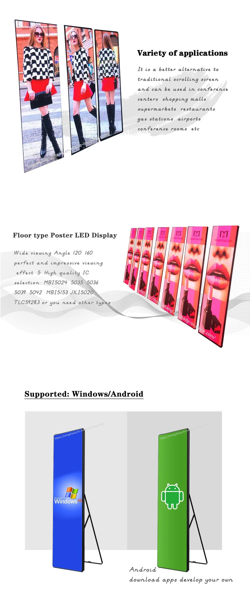 Advertisement Poster Full Color Indoor LED Screen Mirror Display