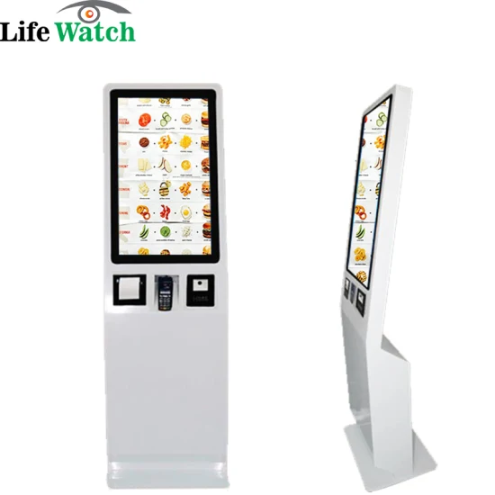 32 pouces Android ou Windows Free Stand Self-Service Order Payment Check-out LCD Kiosk Terminal Caméra intégrée NFC Module Qr Scanner